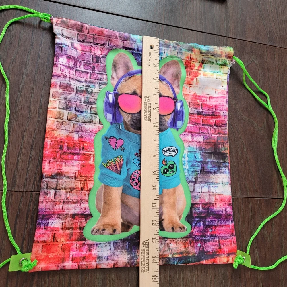 Drawstring Graffiti dog backpack